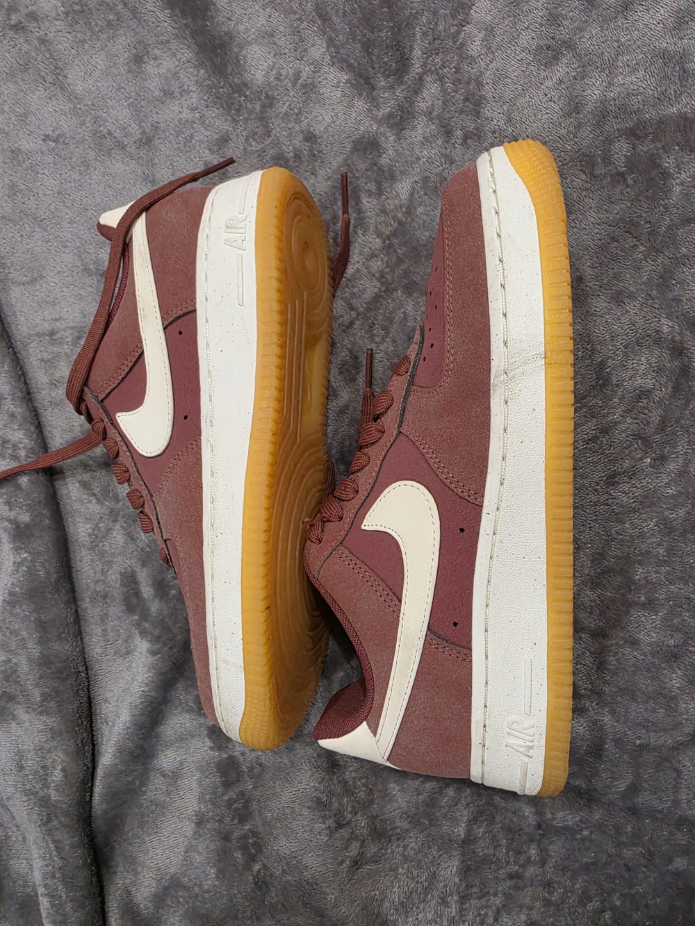 Nike Women's Low-Top Suede Sneakers in Burgundy with Gum Sole